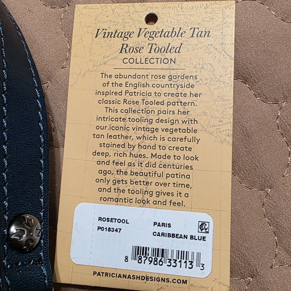 Patricia Nash Caribbean Blue Rose Tooled Leather Satchel Handbag NWOT - Picture 3 of 10